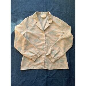 Vintage Center Stage Light Blue 100% Polyester Butterfly Blouse